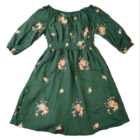 Anthropologie Kindred Embroidered Long Sleeve Off Shoulder Dress - Picture 1 of 16